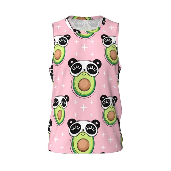 Easygdp Panda Avocado Men's Mesh Basketball Jersey Quick Drying Sleeveless Shirts Fitted Muscle Tank Tops Sport Round Neck T-Shirt - 3X-Large
