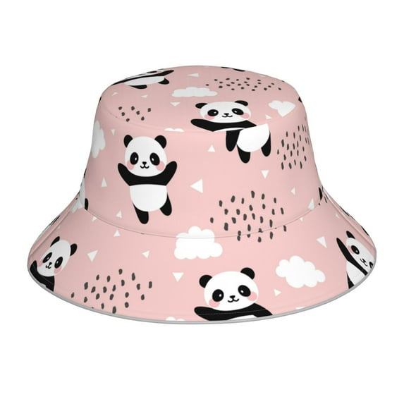 Easygdp Panda Flying In The Sky Between Clouds And Star Double-Sided Reflective Fisherman Hat,Sun Visor,Casual Hat,Fluorescent Hat,Suitable For Outdoor And Night Walking,Unisex