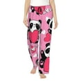 thumbnail image 1 of Easygdp Panda Heart Valentine Pink Women's Drawstring Pajama Pants | Lounge Joggers Sweatpants | Comfy Sleepwear | Yoga Pants-, 1 of 6