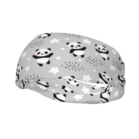 Easygdp Pandas Sports Headband Non Slip Headband Unisex for Head Circumference 19.6 - 22.4 inch