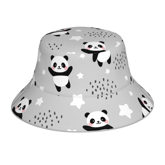 Easygdp Pandasbetween Clouds And Stars Double-Sided Reflective Fisherman Hat,Sun Visor,Casual Hat,Fluorescent Hat,Suitable For Outdoor And Night Walking,Unisex