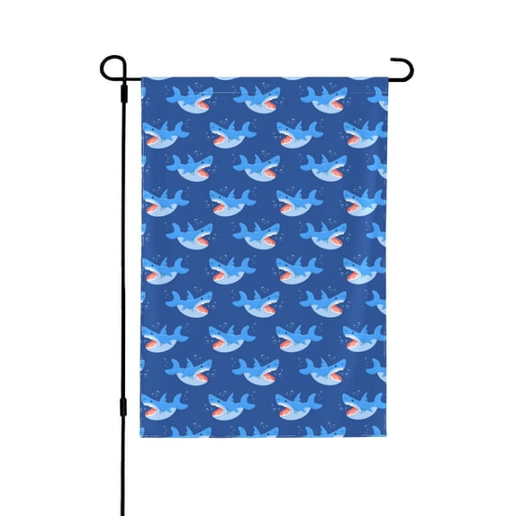 Easygdp Party Shark Cute Garden Flag Yard Flag Welcome Flag, Double-Sided, Weather Resistant for Outdoor Decor - 12.5"x18"