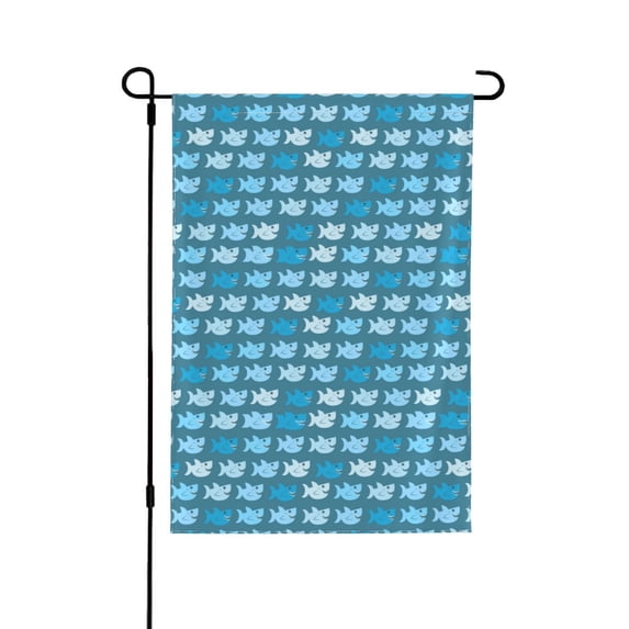 Easygdp Party Shark Cute Garden Flag Yard Flag Welcome Flag, Double-Sided, Weather Resistant for Outdoor Decor - 12.5"x18"