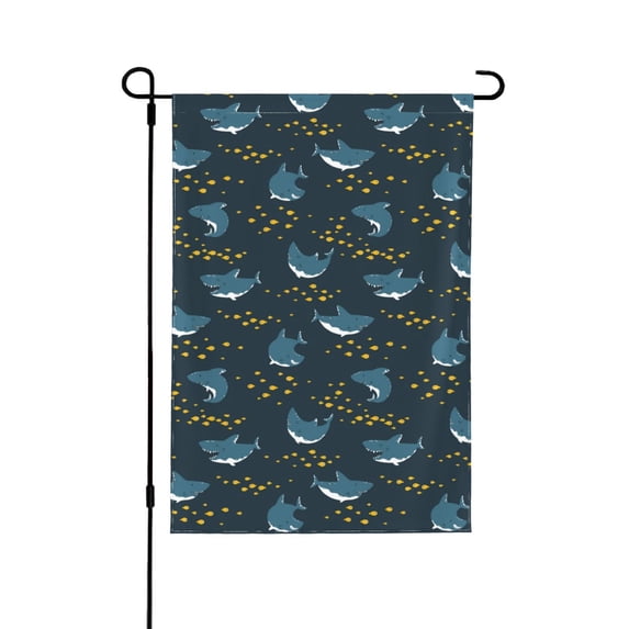 Easygdp Party Shark Cute Garden Flag Yard Flag Welcome Flag, Double-Sided, Weather Resistant for Outdoor Decor - 28"x40"