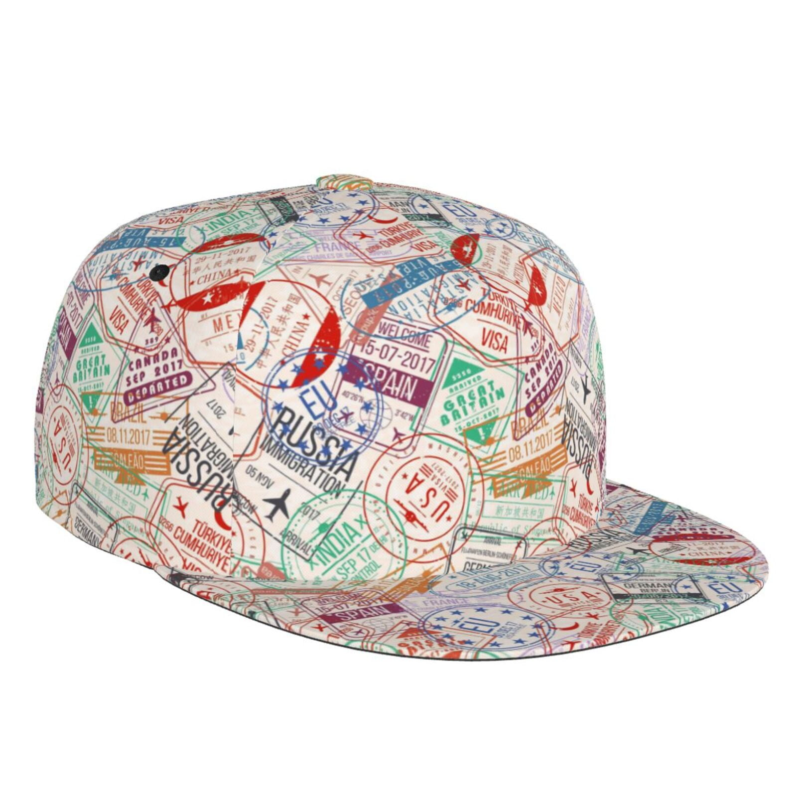 Easygdp Passport Stamp Baseball Cap with Adjustable Flat Suitable for ...