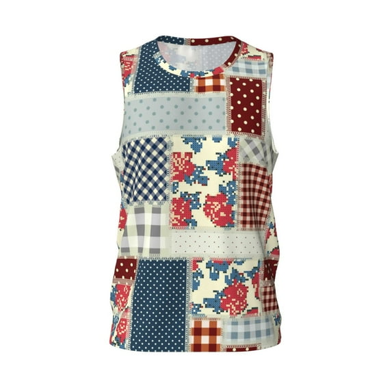 Easygdp Patchwork In Country Style Men's Mesh Basketball Jersey Quick Drying Sleeveless Shirts Fitted Muscle Tank Tops Sport Round Neck T-Shirt - XX-Large