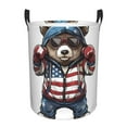 thumbnail image 1 of Easygdp Patriotic Boxing Bear Art Large Dirty Clothes Hamper, Lightweight Storage Basket, Household Laundry Bag with Handle-, 1 of 6