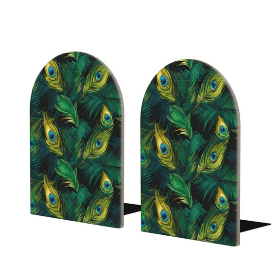 Easygdp Peacock Feathers2 2 Pcs Bookend Large Capacity Office Book Ends for Home Office Library School Study Decoration