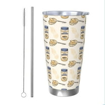 Easygdp Peanuts 20oz Stainless Steel Vacuum Insulated Double Wall Travel Tumbler, Durable Insulated Coffee Mug with Spillproof Lid-Straw Two-piece Set