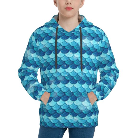 Easygdp Pearlescent Scales Boys Hoodie Kids Sweatshirt Youth Pullover With Hood-Medium