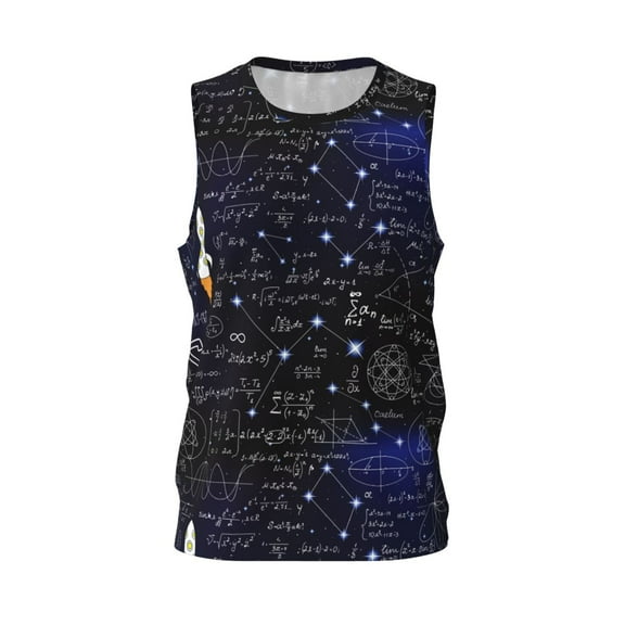 Easygdp Physical Formulas Men's Mesh Basketball Jersey Quick Drying Sleeveless Shirts Fitted Muscle Tank Tops Sport Round Neck T-Shirt - 3X-Large