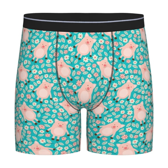 Easygdp Pig And Flower Men's Boxer Briefs Men’s Underwear Boxer Briefs for Men