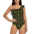 thumbnail image 1 of Easygdp Pineapple Women's One Shoulder Ruffle Monokini Bathing Suits with Removable Chest Pad, Quick Drying - XX-Large, 1 of 8