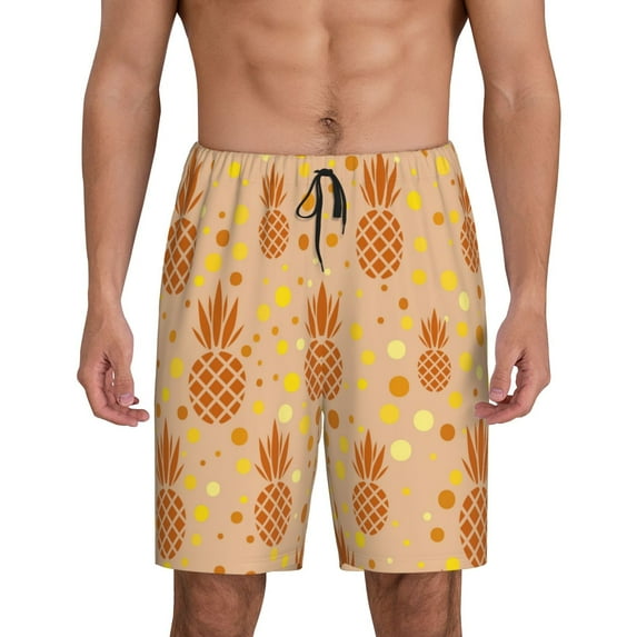 Easygdp Pineapples Men's Short Pajama Pants, Sleep Shorts, Household Pants, Casual Pants with Pockets - 4X-Large