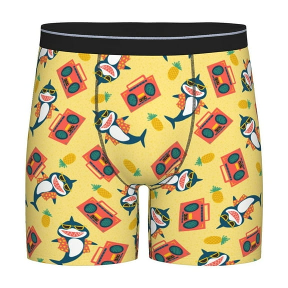 Easygdp Pineapples Sharks In Hawaiian Men's Boxer Briefs Menās Underwear Boxer Briefs for Men