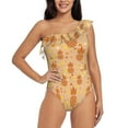 thumbnail image 1 of Easygdp Pineapples Women's One Shoulder Ruffle Monokini Bathing Suits with Removable Chest Pad, Quick Drying - Medium, 1 of 8