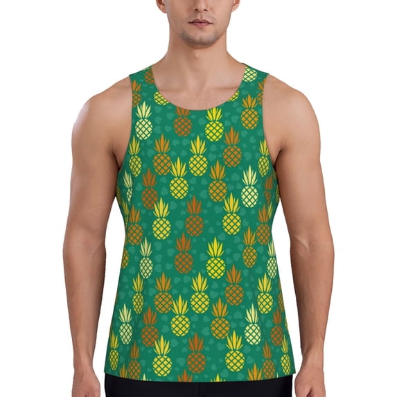 Easygdp Pineapples1 Men's Tank Top, Sleeveless Muscle T Shirts, Breathable, Quick-Dry, Loose for Gym, Running, Fitness - X-Large