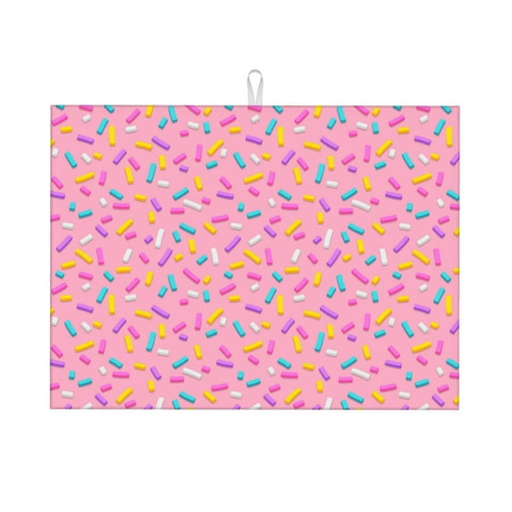 Easygdp Pink Donut Microfiber Absorbent Dish Drying Pad,Kitchen Drying Mat,Can Be Hung, Strong Water Absorption Capacity,Quick Drying