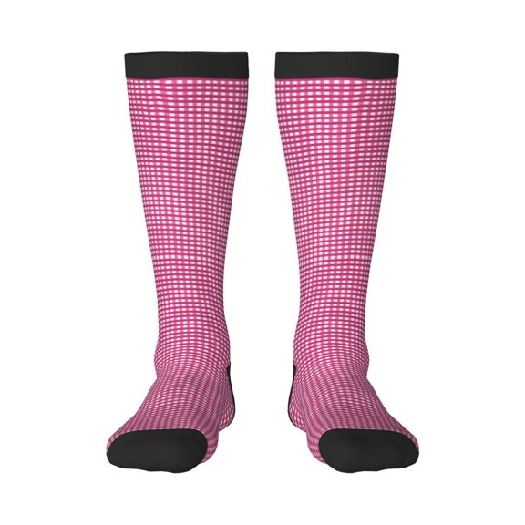 Easygdp Pink Gingham Fashionable Adult Sockings&Sports Sockings&Breathable Sockings, Non-Pilling,Contrasting Color Design