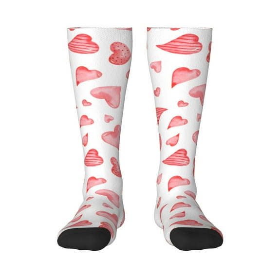 Easygdp Pink Hearts Fashionable Adult Sockings&Sports Sockings&Breathable Sockings, Non-Pilling,Contrasting Color Design