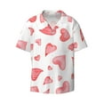 thumbnail image 1 of Easygdp Pink Hearts Men's Casual Short-sleeved Shirt with Pocket and Button Suitable for Beach Vacation Leisure - Small, 1 of 7