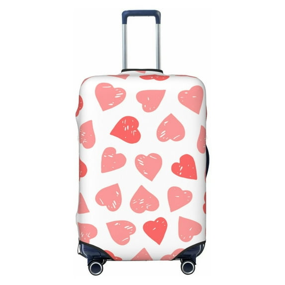 Easygdp Pink Hearts1 Double-Sided Printed Elastic Suitcase Protective Cover,Invisible Zipper, Business Trip Luggage Cases,Washable And Resistant To Falling -Medium