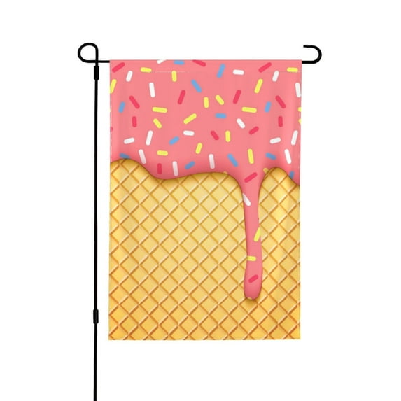 Easygdp Pink Ice Cream Garden Flag Yard Flag Welcome Flag, Double-Sided, Weather Resistant for Outdoor Decor - 28"x40"