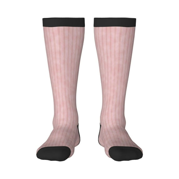 Easygdp Pink Stripes Soccer Socks Sport Knee High Socks Calf Compression Athletic Socks for Men and Women