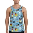 thumbnail image 1 of Easygdp Pirate Marine Animals Men's Tank Top, Sleeveless Muscle T Shirts, Breathable, Quick-Dry, Loose for Gym, Running, Fitness - Small, 1 of 9
