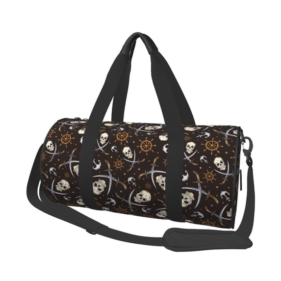 Easygdp Pirate Skulls Travel Bag, Camping, Weekend, Carry On Overnight Duffel Bag with Shoulder Strap