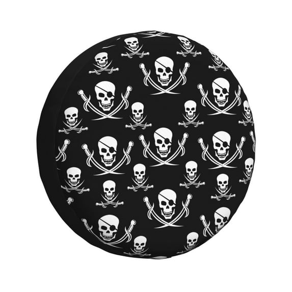 Easygdp Pirate skulls Wheel Cover,Spare Tire Cover,4-17in Spare Tire Cover Universal Fit for Trailer, Car, Truck, SUV, Jeep-15 inch