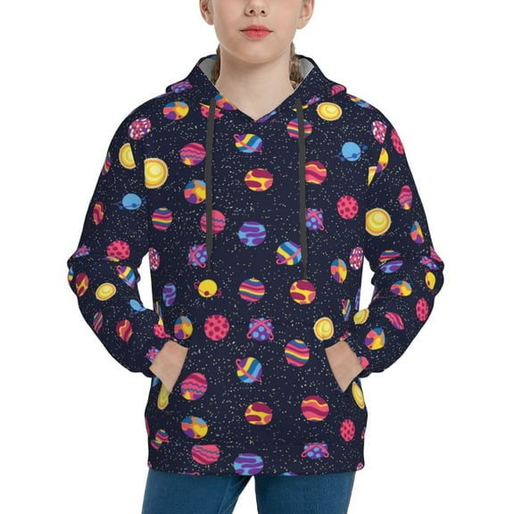 Easygdp Planets Boys Hoodie Kids Sweatshirt Youth Pullover With Hood-X-Large