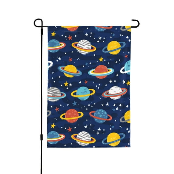 Easygdp Planets and Stars Garden Flag Yard Flag Welcome Flag, Double-Sided, Weather Resistant for Outdoor Decor - 28"x40"