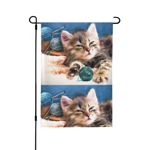 Easygdp Playful Cat Garden Flag Yard Flag Welcome Flag, Double-Sided, Weather Resistant for Outdoor Decor - 12.5"x18"