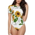 thumbnail image 1 of Easygdp Plump Sunflower And Sketch Women'S Waist-Cinching Short-Sleeved Onesie, Olastic Onesiet,Snaps At Bottom,Easy To Put On And Take Off - X-Large, 1 of 9