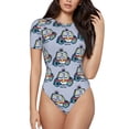 thumbnail image 1 of Easygdp Police Car Women's One-Piece Swimsuit Slim Fit Crew Neck Bodysuit Athletic Swimwear with Concealed Buckle - XX-Large, 1 of 9