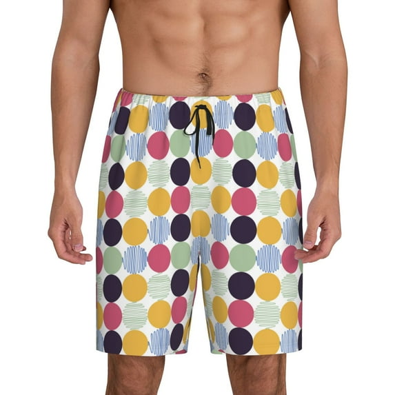 Easygdp Polka Dot Men's Short Pajama Pants, Sleep Shorts, Household Pants, Casual Pants with Pockets - X-Large