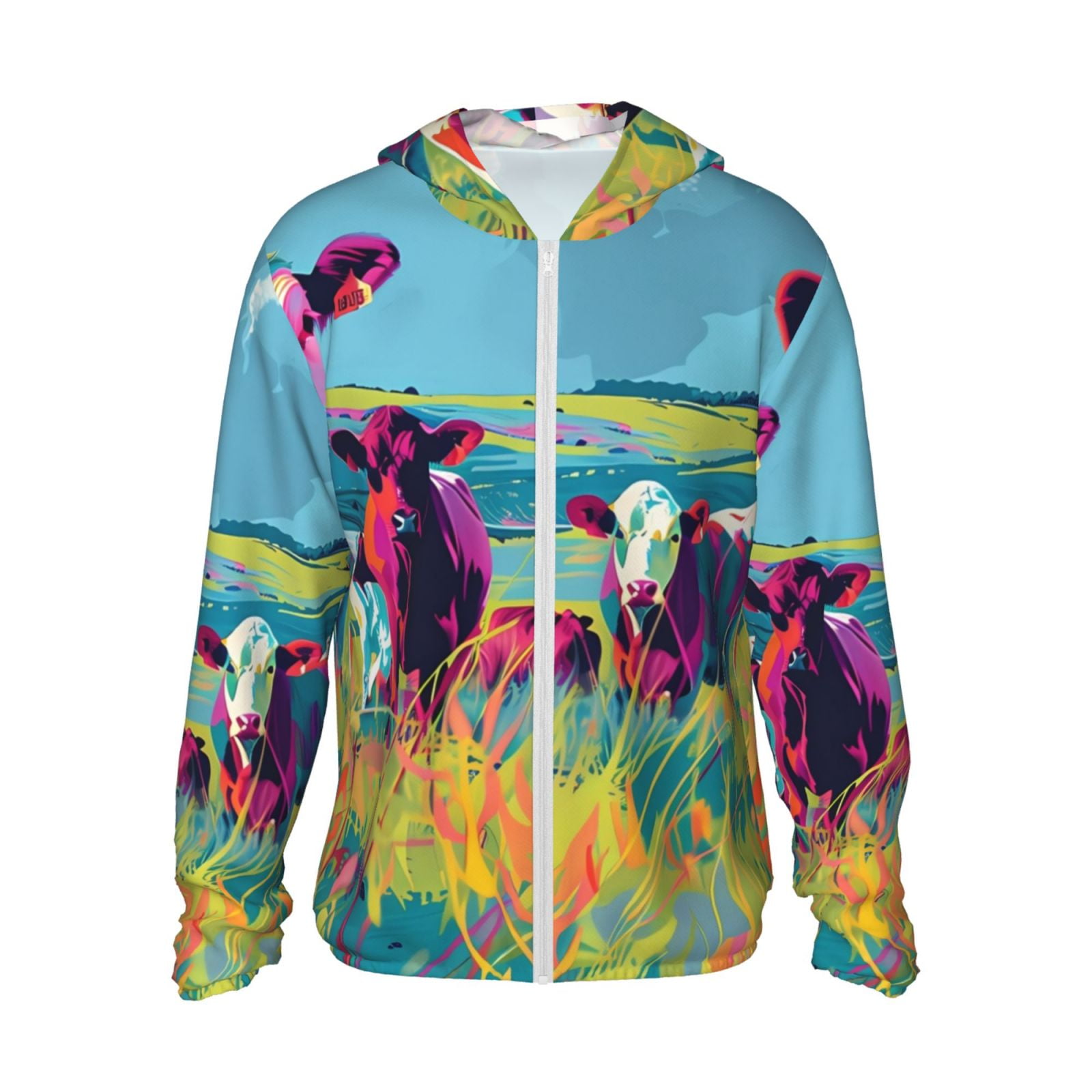 Easygdp Pop Art Colorful Cows Lightweight Long Sleeve Sun Shirt Sports ...