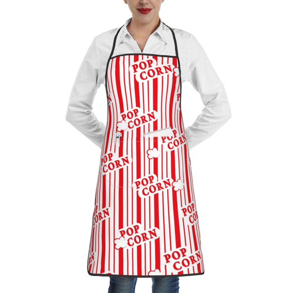 Easygdp Popcorn 1 Apron Waterdrop Resistant with 2 Pockets,Oil Resistant Cooking Kitchen Chef Apron for Women Men