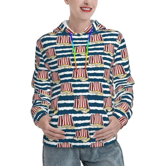 Easygdp Popcorn Womens Casual Hoodies Sweatshirts Long Sleeve Pullover Fall Pullover Tops Outfits Winter Clothes-X-Large