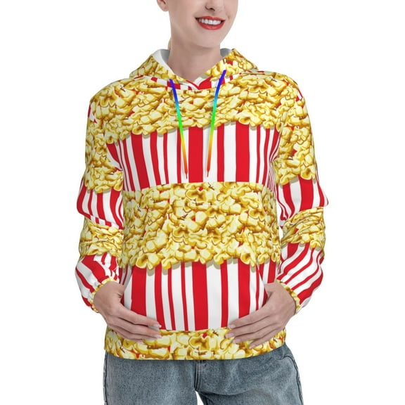 Easygdp Popcorn Womens Casual Hoodies Sweatshirts Long Sleeve Pullover Fall Pullover Tops Outfits Winter Clothes-XX-Large