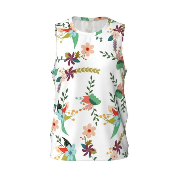 Easygdp Pretty Floral With Leaves Men's Mesh Basketball Jersey Quick Drying Sleeveless Shirts Fitted Muscle Tank Tops Sport Round Neck T-Shirt - Small