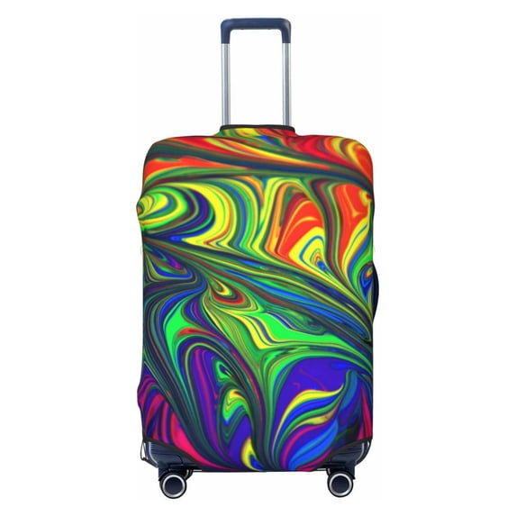 Easygdp Pride Rainbow Print Elastic and Washable Suitcase Protective Cover with Hidden Zipper Fits 18-32 inch Luggage -Large