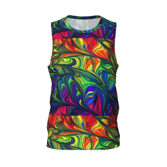 Easygdp Pride Rainbow Men's Mesh Basketball Jersey Quick Drying Sleeveless Shirts Fitted Muscle Tank Tops Sport Round Neck T-Shirt - Small