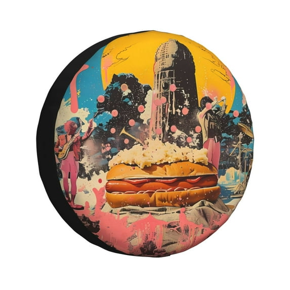 Easygdp Psychedelic Band Hotdog Art Wheel Cover,Spare Tire Cover,4-17in Spare Tire Cover Universal Fit for Trailer, Car, Truck, SUV, Jeep-15 inch