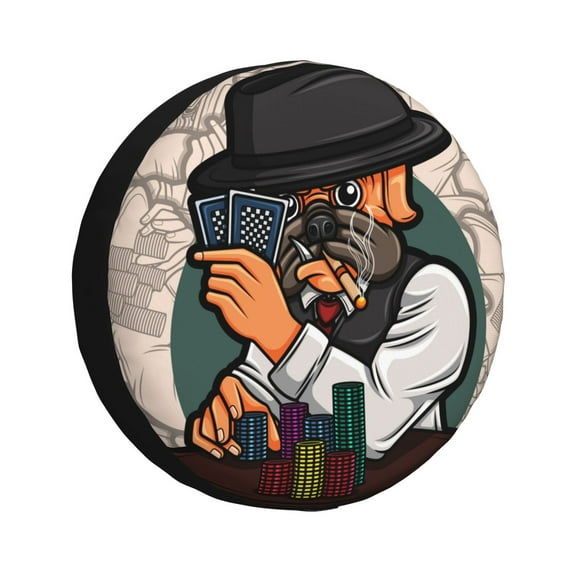 Easygdp Pug Dog Wheel Cover,Spare Tire Cover,4-17in Spare Tire Cover Universal Fit for Trailer, Car, Truck, SUV, Jeep-17 inch