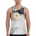 thumbnail image 1 of Easygdp Pumpkin And White Marble Men's Tank Top, Sleeveless Muscle T Shirts, Breathable, Quick-Dry, Loose for Gym, Running, Fitness - 3X-Large, 1 of 9