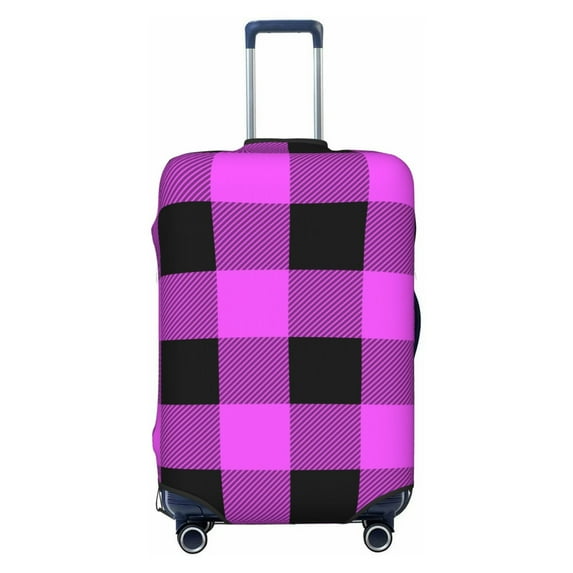 Easygdp Purple Black Buffalo Plaid Double-Sided Printed Elastic Suitcase Protective Cover,Invisible Zipper, Business Trip Luggage Cases,Washable And Resistant To Falling -X-Large