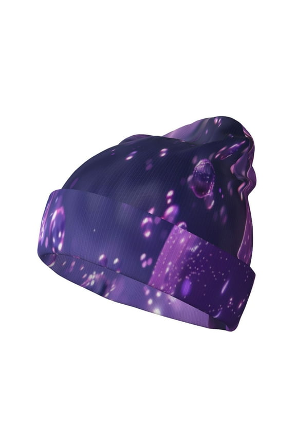 Purple Bubble Abstract Art Winter Beanie for Men Women Beanie Knit Hat Cuffed Cap Beanie Knit Chunky Snow Cap