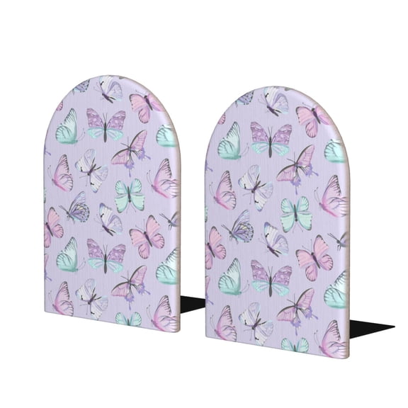 Easygdp Purple Butterfly 2 Pcs Bookend Large Capacity Office Book Ends for Home Office Library School Study Decoration